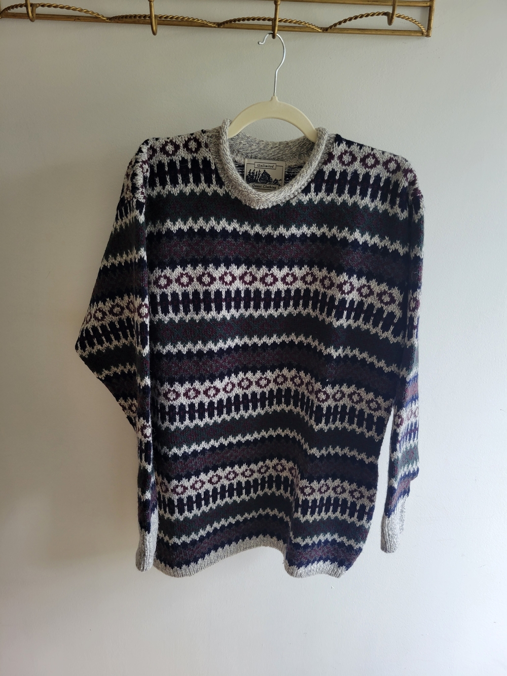 Vintage 90s Fair Isle Sweater Oversized Nordic Grandpa Knit M
